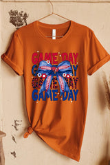 US3001P-E3087 Red Blue Football Game Day Bow Graphic Plus Tee $16