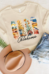 US3001-E3061OK Oklahoma State Brushstroke Graphic Tee $12.5