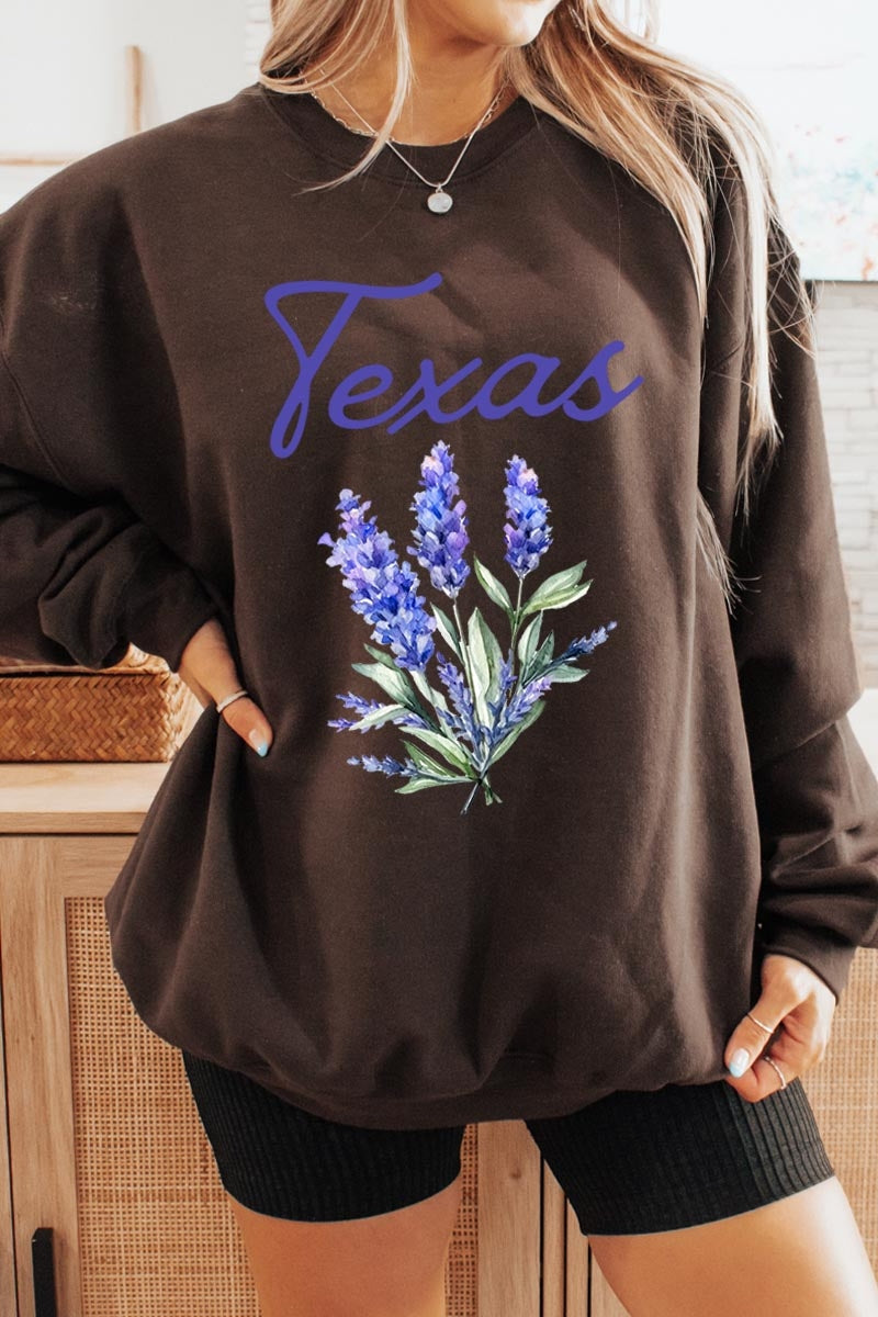 UL180-E3060 Texas Bluebonnet Graphic Sweatshirt $20