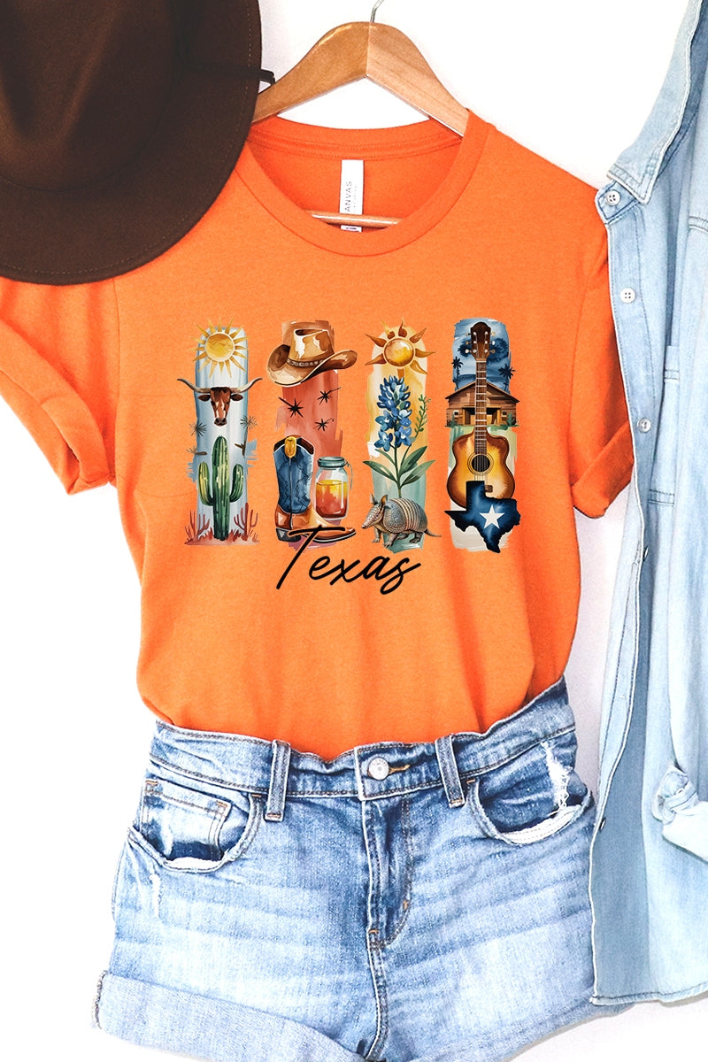 US3001P-E3061TX Texas State Brushstroke Graphic Plus Tee $16