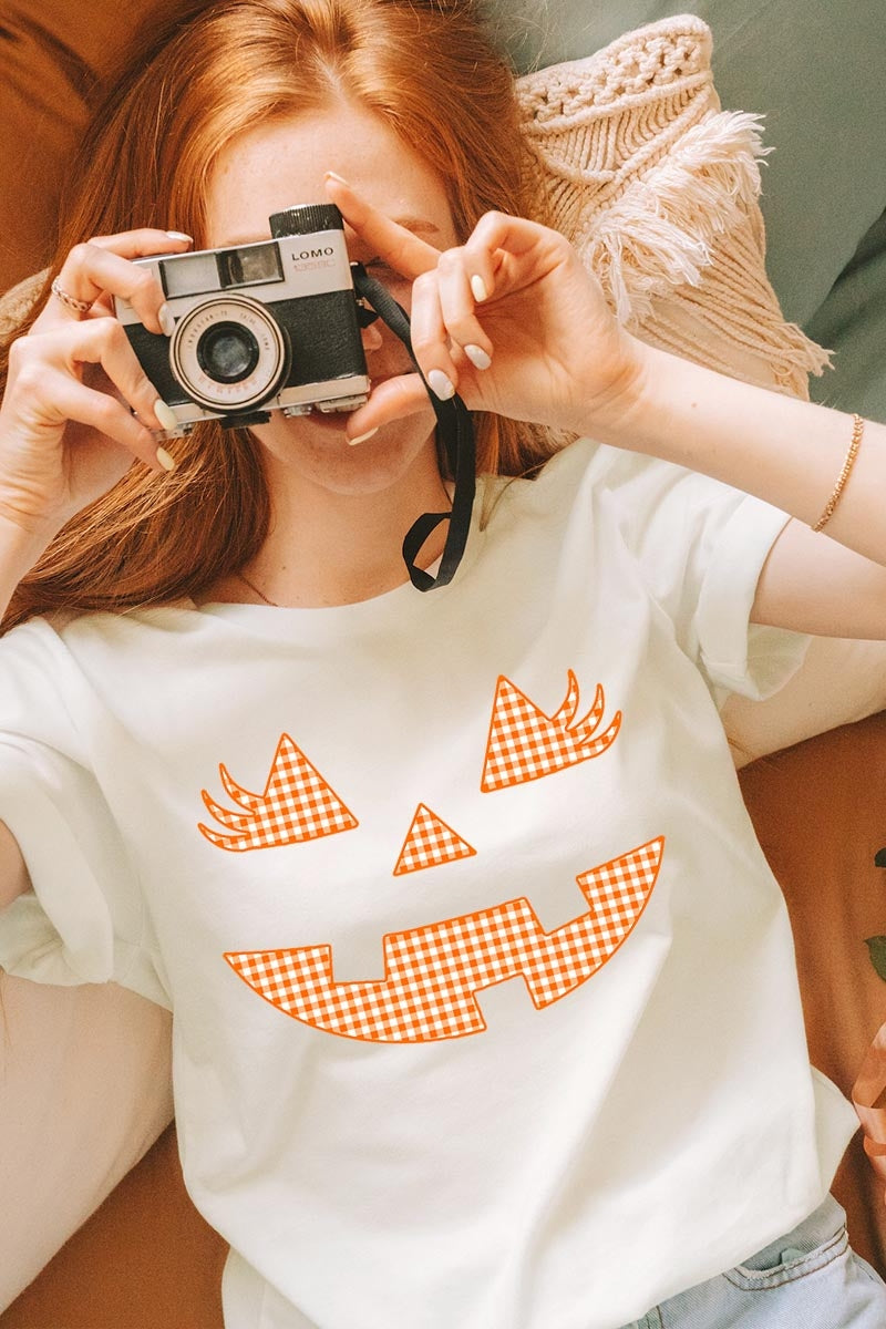 US3001P-E3148 Cute Pumpkin Halloween Graphic Plus Tee $16