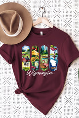 US3001P-E3061WI Wisconsin State Brushstroke Graphic Plus Tee $16