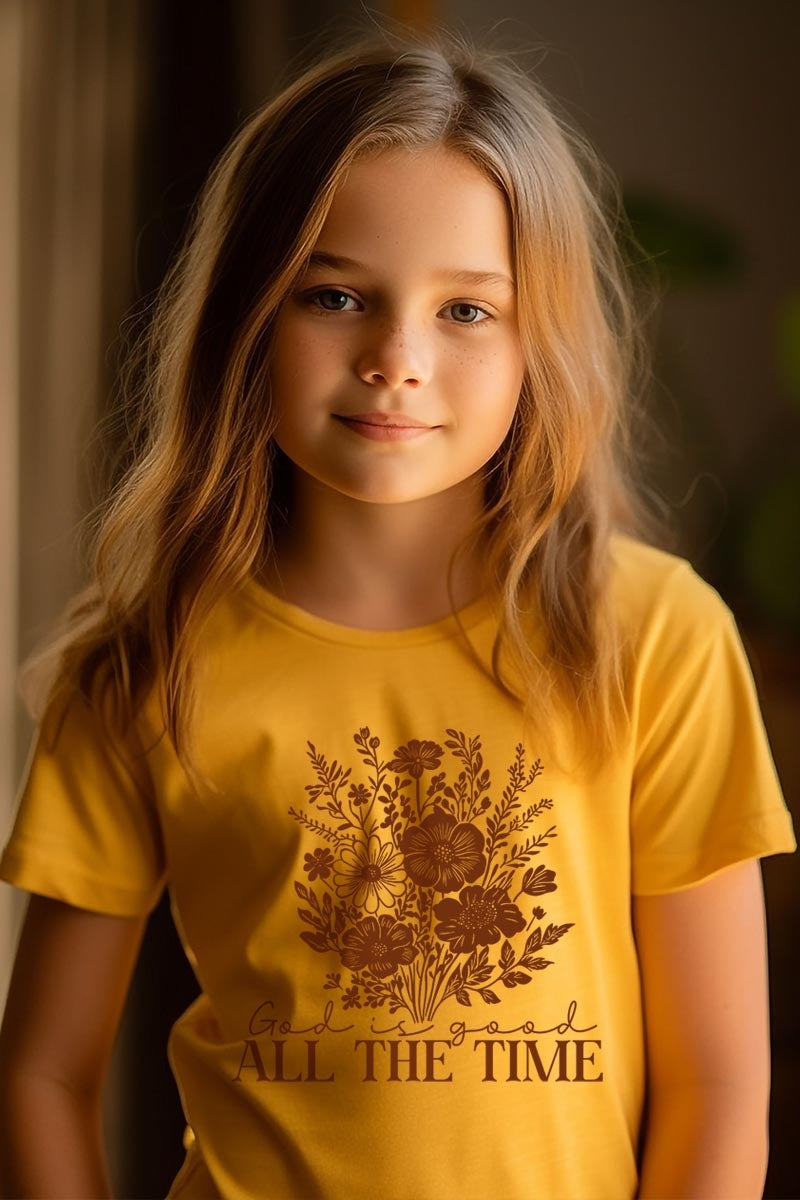 US3001Y-E3116Z God Is Good Floral Kids Graphic Tee $11