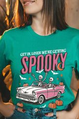 US3001-E3142 Spooky Skeleton Graphic Tee $12.5