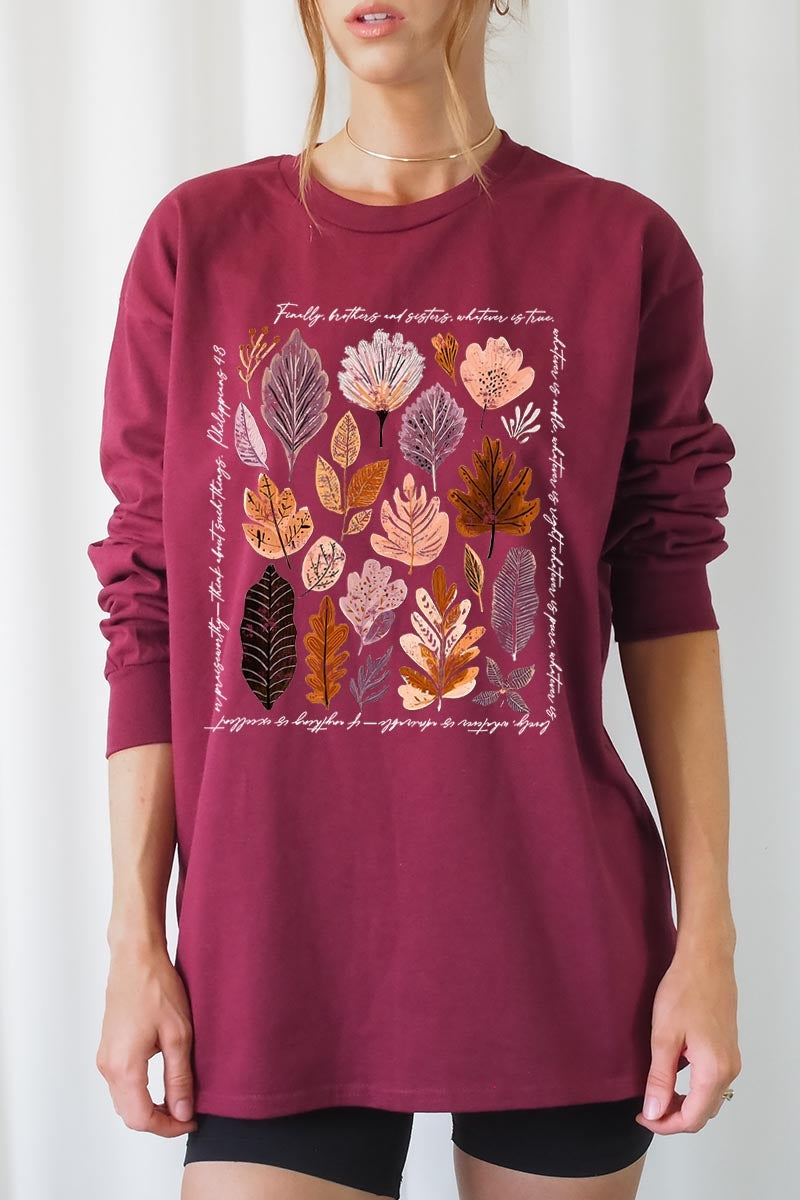 UL240-E3147 Christian Fall Graphic Long Sleeve Tee $13.75