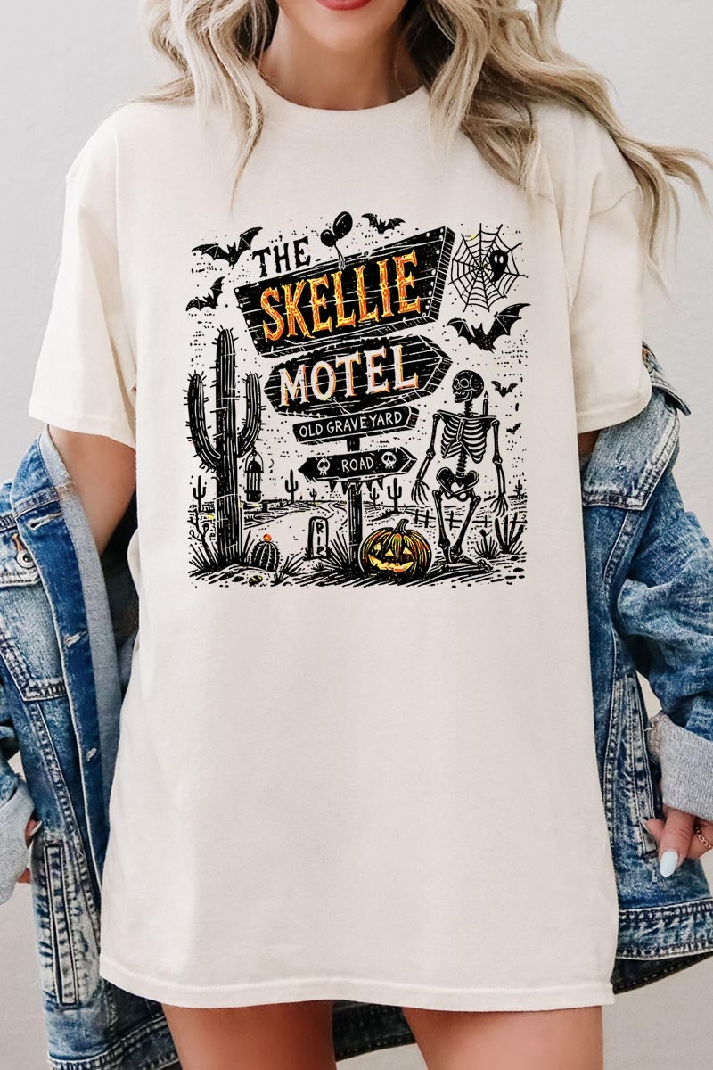 5000-E3108 Skellie Motel Halloween Graphic Heavy Cotton Tee $9
