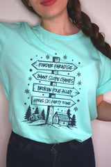 US3001P-E3189 Ski Lodge Signs Graphic Plus Tee $16