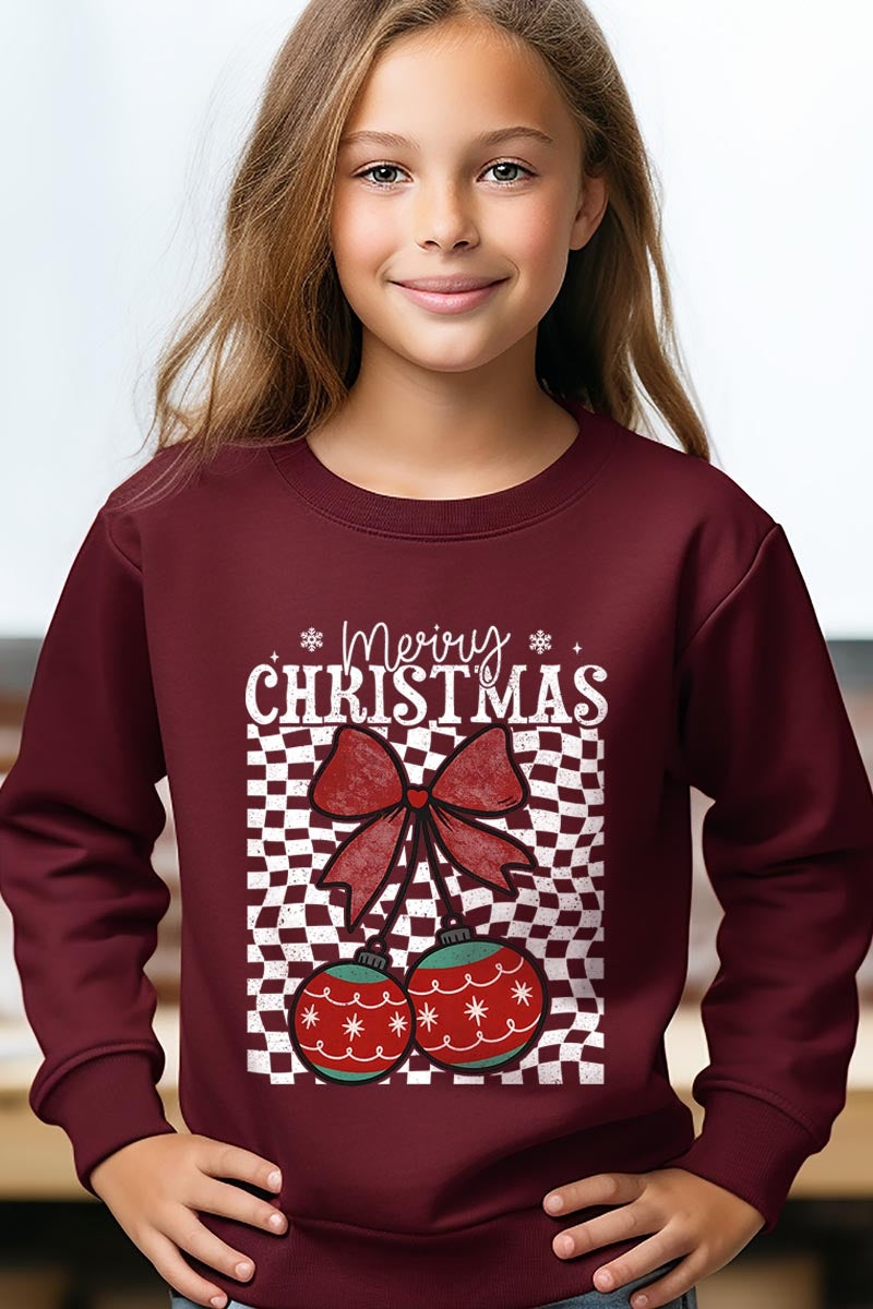 UL180B-E3196Z Cherry Ornament Christmas Kids Graphic Sweatshirt $20