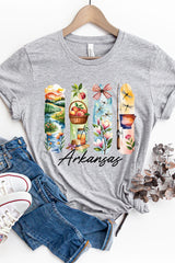 US3001-E3061AR Arkansas State Brushstroke Graphic Tee $12.5