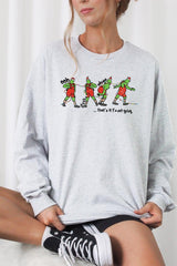 UL240P-E3203 Grinch Dance Funny Christmas Graphic Plus Long Sleeve Tee $17