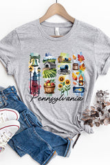 US3001-E3061PA Pennsylvania State Brushstroke Graphic Tee $12.5