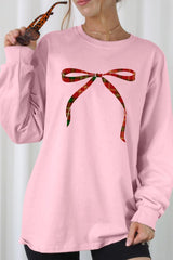 UL240-E3211 Red Bow Christmas Graphic Long Sleeve Tee $13.75