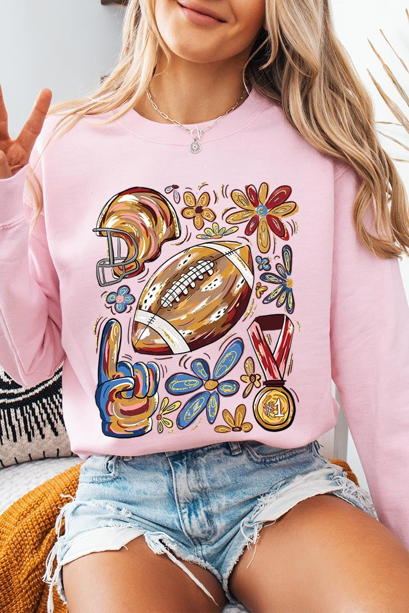 UL180-E3072 Retro Floral Football Graphic Sweatshirt $20