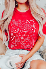 US3001-E3181 Christmas Doodle Graphic Tee $12.5