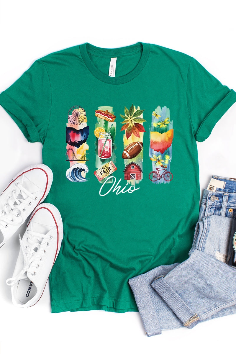 US3001P-E3061OH Ohio State Brushstroke Graphic Plus Tee $16