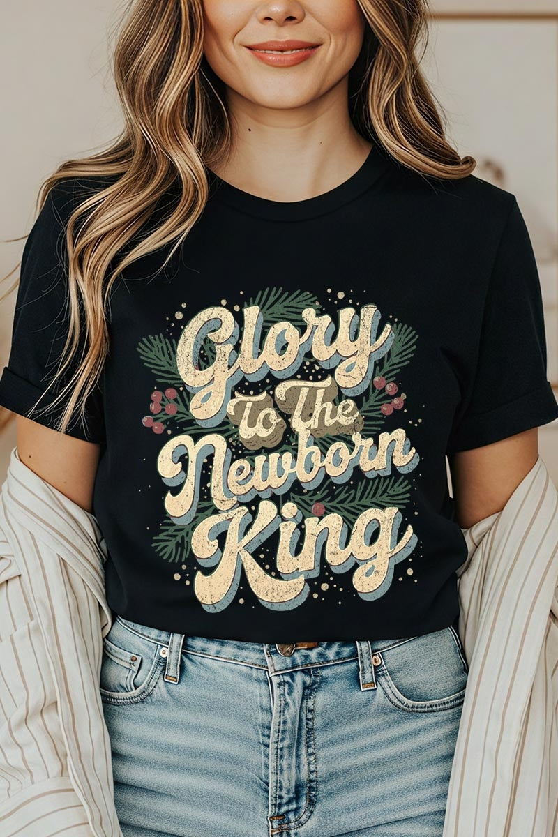 US3001P-E3220 Glory to the Newborn King Graphic Plus Tee $16