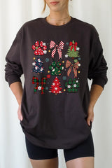 UL240P-E3195 Christmas Bow Paw Graphic Plus Long Sleeve Tee $17