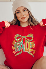 UL180-E3121 Fall Brushstroke Bow Graphic Sweatshirt $20