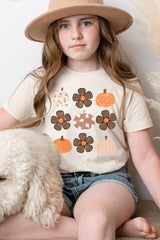 US3001Y-E3117Z Pumpkins & Flowers Fall Kids Graphic Tee $11