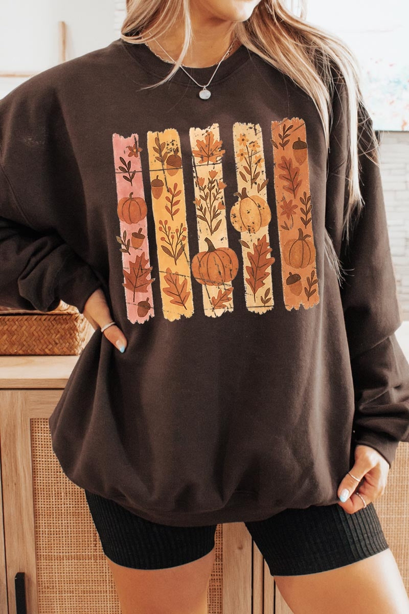 UL180P-E3110 Brushstroke Boho Fall Graphic Plus Sweatshirt $25