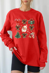 UL240P-E3217 Santa Gifts & Bows Christmas Graphic Plus Long Sleeve Tee $17