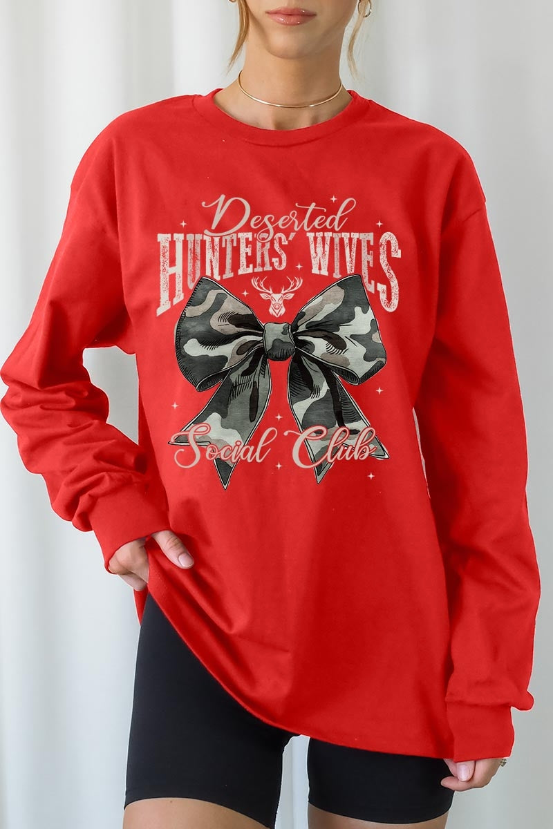 UL240-E3193 Hunters Wives Social Club Graphic Long Sleeve Tee $13.75