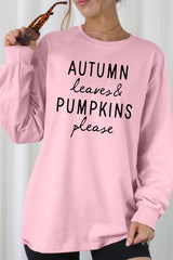 UL240P-E3158 Autumn Leaves Pumpkins Graphic Plus Long Sleeve Tee $17