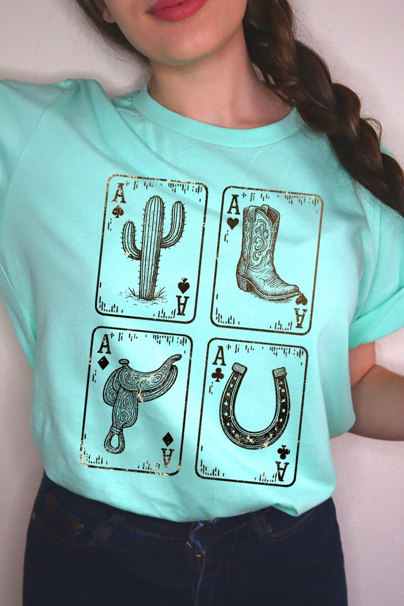 US3001P-E3094 Western Cowgirl Card Graphic Plus Tee $16