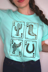 US3001-E3094 Western Cowgirl Card Graphic Tee $12.5
