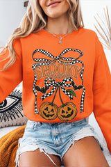 UL180P-E3085 Pumpkin Cherries Graphic Plus Sweatshirt $25