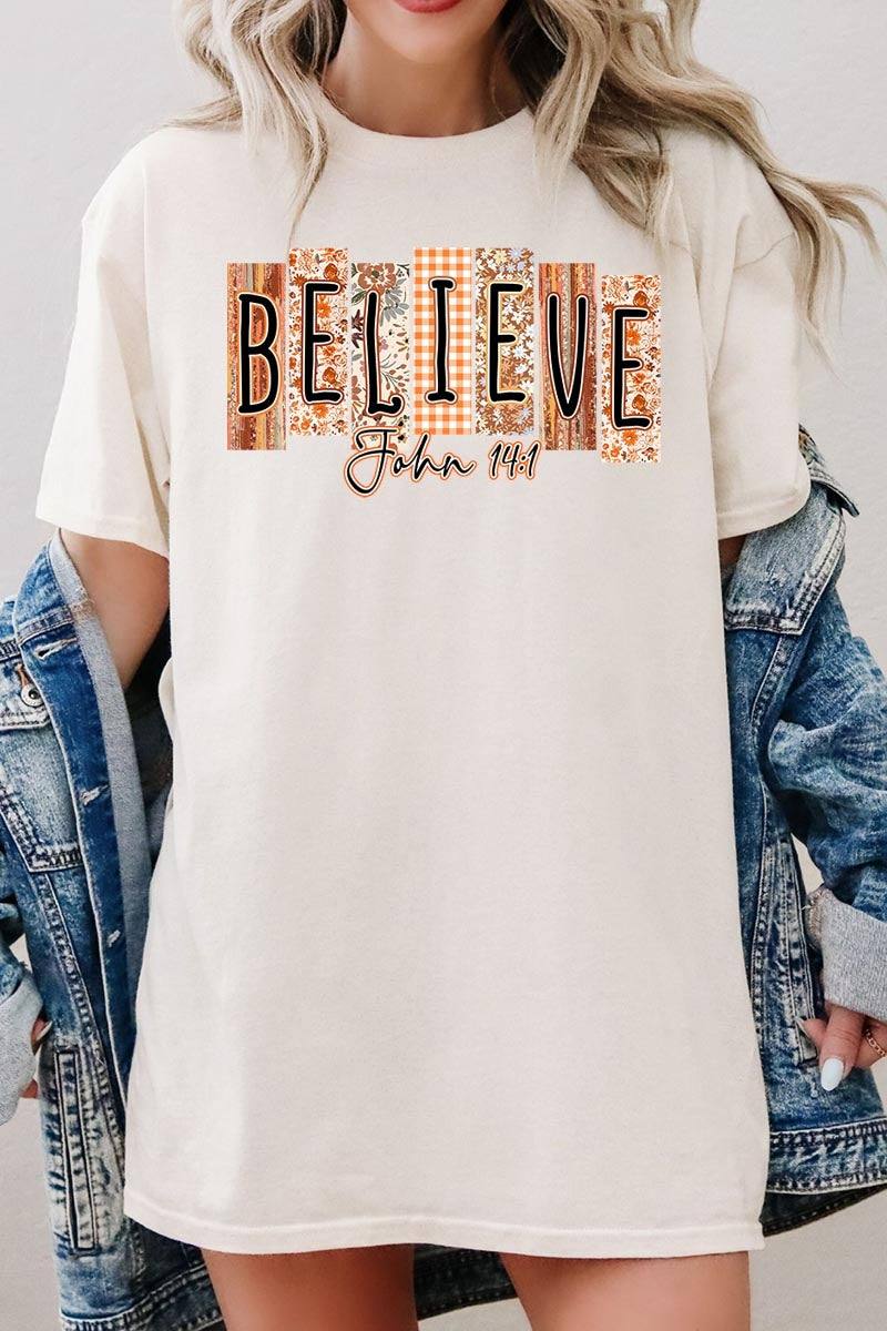 5000P-E3167 Believe Fall Christian Graphic Plus Heavy Cotton Tee $12.75