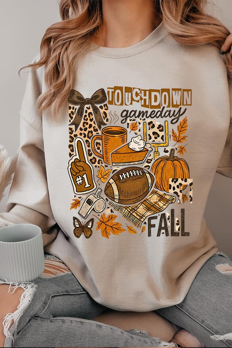 UL180P-E3134 Fall Football Collage Graphic Plus Sweatshirt $25