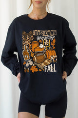 UL240P-E3134 Fall Football Collage Graphic Plus Long Sleeve Tee $17