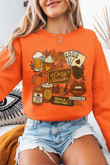 UL180P-E3119 Retro Fall Collage Graphic Plus Sweatshirt $25