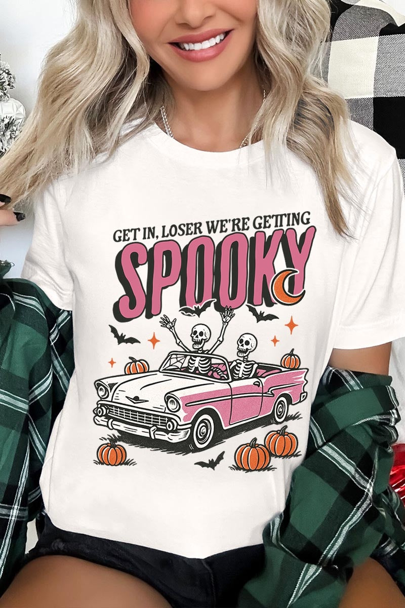 US3001-E3142 Spooky Skeleton Graphic Tee $12.5