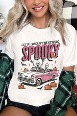 US3001-E3142 Spooky Skeleton Graphic Tee $12.5