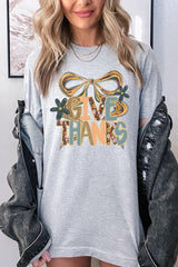 US3001-E3154 Give Thanks Bow Graphic Tee $12.5