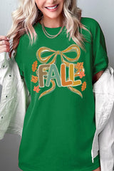 5000-E3121 Fall Brushstroke Bow Graphic Heavy Cotton Tee $9
