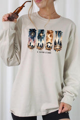 UL240P-E3204 Savior Is Born Nativity Graphic Plus Long Sleeve Tee $17