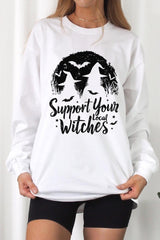 UL240P-E3161 Local Witches Halloween Graphic Plus Long Sleeve Tee $17