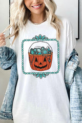 5000P-E3140 Halloween turquoise pumpkin Plus Heavy Cotton Tee $12.75