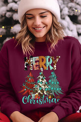 UL180P-E3200 Merry Christmas Trees Graphic Plus Sweatshirt $25