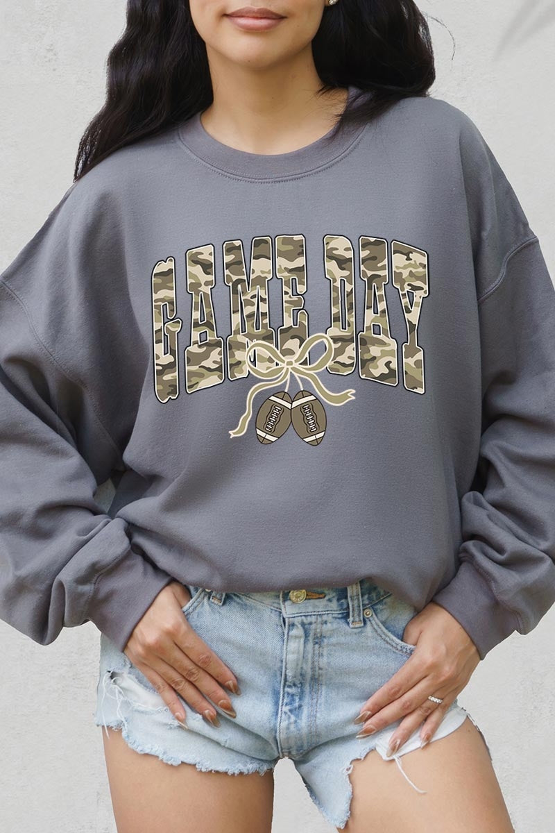 UL180P-E3131 Football Game Day Camo Graphic Plus Sweatshirt $25