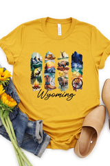 US3001-E3061WY Wyoming State Brushstroke Graphic Tee $12.5