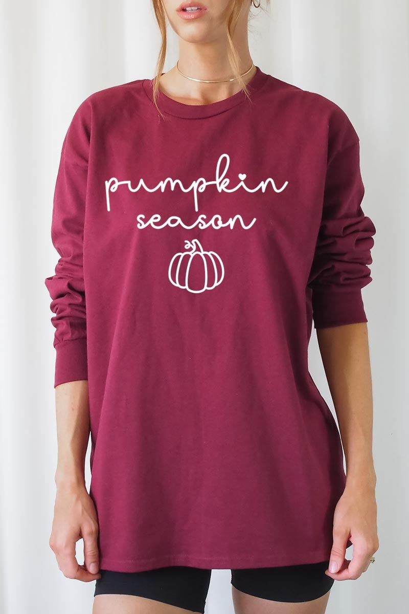 UL240-E3152 Pumpkin Season Graphic Long Sleeve Tee $13.75