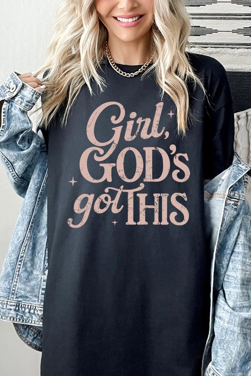 5000P-E3102 Girl, Godu2019s Got This Graphic Plus Heavy Cotton Tee $12.75