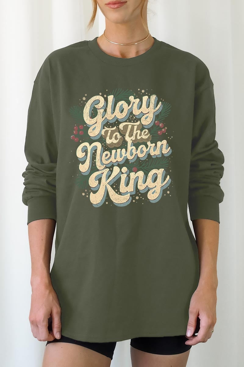 UL240P-E3220 Glory to the Newborn King Graphic Plus Long Sleeve Tee $17