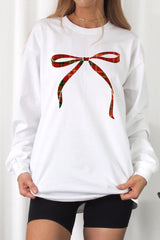 UL240-E3211 Red Bow Christmas Graphic Long Sleeve Tee $13.75