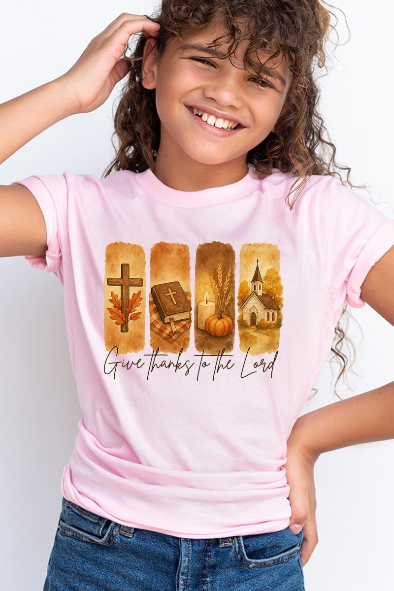 US3001Y-E3169Z Give Thanks To The Lord Kids Graphic Tee $11