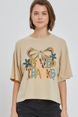 CTS-E3154 Give Thanks Bow Graphic Relaxed Crop Top $11